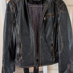 Andrew Marc Dark Leather Jacket for Women